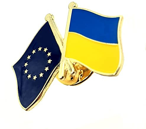 Ukraine EU Europäische Union Metall Emaille Länderflagge Anstecker Freundschaft Zusammen, Metall