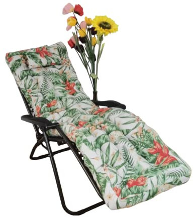 REINO MANSIDI Cojín Tumbona 180x55x6cm Reclinable con Almohada Reposacabeza, Colores Estampados. Colchoneta Tumbona Exterior con Relleno de Fibra Hueca. (Modelo 11)