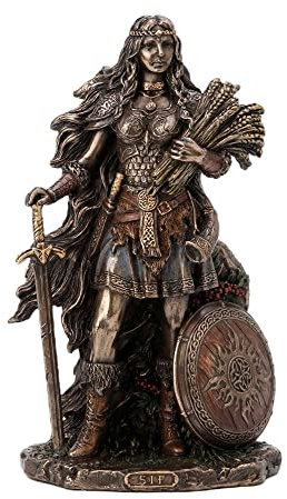 ORIGEN Statue Nordische Mythologie: SIF, Göttin des Weizen, Fruchtbarkeit und der Familie, Antic Line Finish, H 21 cm