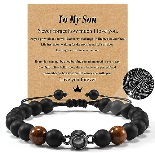 YELUWA Armband für Sohn - Geschenke von Mama, Papa, Mutter für Jungen und Teenager - Geschenkideen für Geburtstag, Weihnachten, Valentinstag, Abschluss