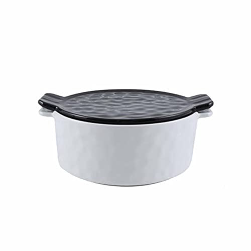 Teglia Con Coperchio, Teglie in Ceramica Con Manico, La Superficie Smaltata È Liscia E Facile Da Pulire, Adatta Per Forno E Forno A Microonde,Bianca