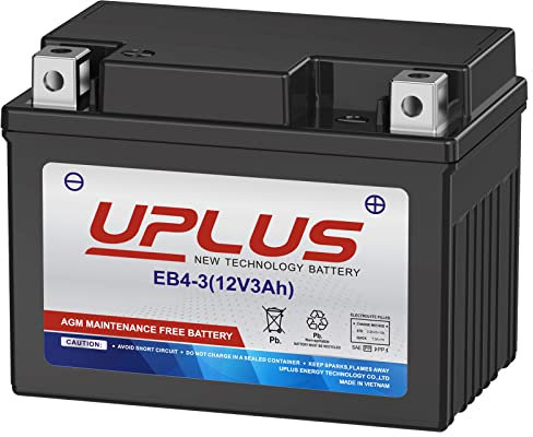 UPLUS Agm Battery, EB4-3 12V 3Ah SLA Batteries Maintenance Free Scooter ATV Motorcycle Battery