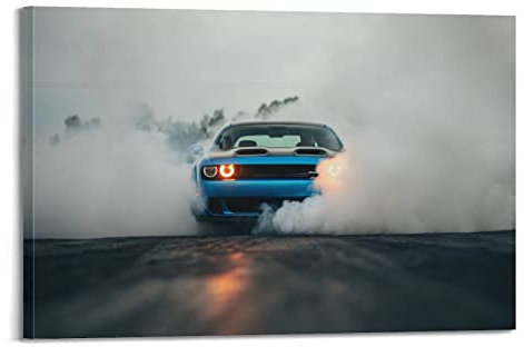 Rennauto-Poster für Dodge Challenger SRT Hellcat Super Auto Sportwagen Poster Dekorative Malerei Leinwand Wandposter und Kunstbild Druck Moderne Familie Schlafzimmer Dekor Poster 60 x 90 cm