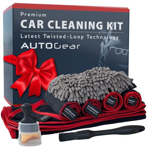 AutoGear UK NEW IMPROVED Car Cleaning kit, Great Gift for Men, Detailing Kit Includes 3 Twisted Loop Drying Towels with all theCar Cleaning Products for Interior and Exterior you will need.