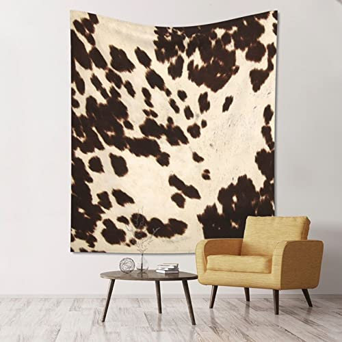 Lsjuee Brauner Kuhfell-Wandteppich – 152,4 x 133,4 cm, Wandbehang, Schlafzimmer, Wohnzimmer, Stoff, Heimdekoration, Ästhetik.