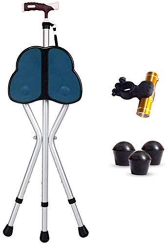 GGZONE Klappbarer Gehstock-Stab-Hilfssitz, Gehstock-Stuhl-Sitz, Reisestuhl, dreibeiniger Stock mit Hocker für Gartenangeln, Blau Beautiful Scenery