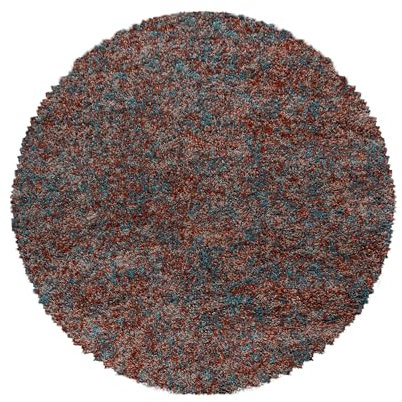 SIMPEX Teppich Wohnzimmer 80 cm Rund Hochflor Teppich Terrakotta Moderne Einfarbig Meliert Design - Schlafzimmer Teppich Pflegeleicht Extra Weich Extra Flauschig - Carpet Living Room Deko