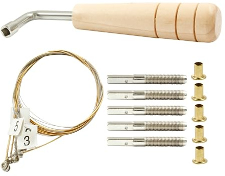 Bonsicoky Juego de 7 cuerdas de arpa | 7 clavos de cuerda, cuerda de metal de repuesto para arpa, con llave de afinación