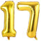 Vthoviwa 40 Zoll/18 Farbens Luftballon Zahlen 17/71 Golden, Helium Luftballon 17. Geburtstag Foil Ballon, 0123456789,10-19,20-25,30,40,50,60,70,80,90, Folienballon 17/71 Party Dekoration