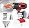 Pistolet thermique sans fil compatible avec batterie Milwaukee M18 18 V, 3 buses, 2 réglages de température maximum 500 °C pour travaux manuels, tube rétractable, résine et décoration