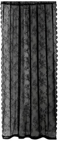 MagiDeal Rideaux en dentelle noire à fleurs - Rideau en voile tendance - Rideau de fenêtre en tulle pour salon, bureau, décoration, 100 cm x 140 cm