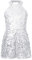 FEESHOW Mädchen Pailletten Jumpsuit Kurz Kinder Glänzende Gymnastik Turnanzug Trikot Tanzoverall Leotard Funkelndes Silvester Party Jazz Dance Outfit Silber 134-140