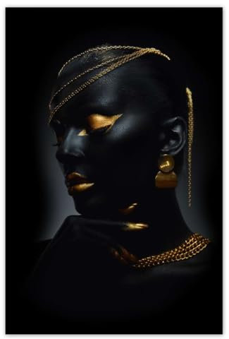 H8890M_PL1F Foto-Poster, Motiv Frauengesicht in Gold, 40 x 60 cm