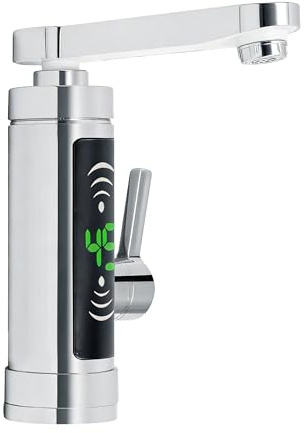 Riscaldatore di Acqua Istantaneo Rubinetto Elettrico 220 v Con Riscaldatore di Acqua Rubinetto Elettrico In Acciaio Inox Riscaldamento Istantaneo Display Della Temperatura LED Per Il Bagno (Argento)