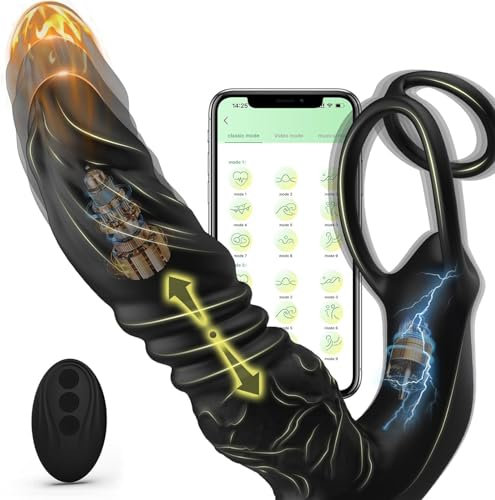 TDLPlus NEU Prostata Stimulation Männer Analvibratoren für Mann mit 9 Teleskop + 9 Vibration, Analdildo Analplug Analvibrator mit App + Fernbedienung, Penisring SexSpielzeug für Männer Paare