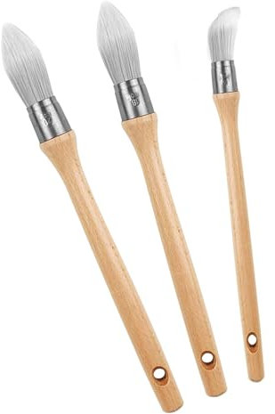 3 Pieces Pointed Synthetic Sash Paint Brushes Round Window Painting Brush Painting Tool for Windows Architraves Moulded or Profiled Surfaces with Gloss