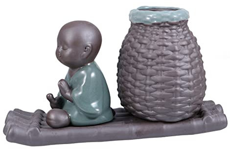 OFFSCH Pot De Fleurs Céramique Statue De Moine Zen Petit Pot De Fleur De Bureau Ornement Moine Zen Décoration De Jardin