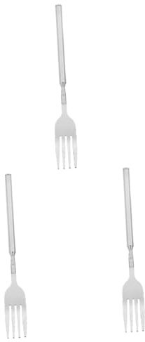 ABOOFAN 3 Piezas Comida de barbacoa retráctil suministro de barbacoa tenedor de bistec mini a herramienta de a tenedor de a retráctil trenza cuchara de postre