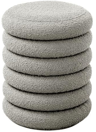 SVITA Blossom XS Hocker mit Stauraum Sitzhocker Ottomane Aufbewahrungsbox Polstersitz Fußhocker Boucle-Polster Hellgrau