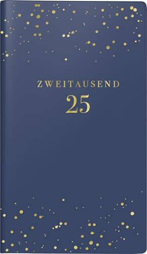rido/idé Taschenkalender Modell Taschenplaner int. (2025) „Starry Night“, 2 Seiten = 1 Woche, A6, 144 Seiten, Kunstleder-Einband Trend, flexibel, dunkelblau