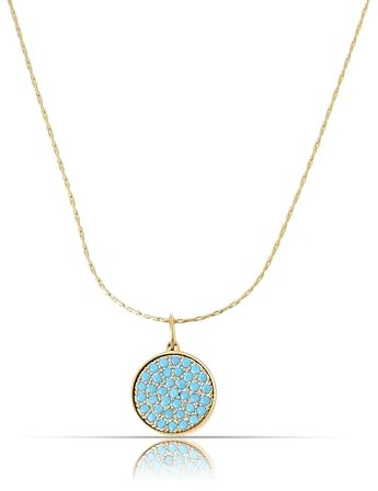 Made by Nami Edelstahl Halskette Damen Gold mit Anhänger aus Türkisen Steinen Wasserfester Schmuck 40 + 5 cm Länge Geschenk für Sie