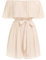 FYMNSI Damen Off Shoulder Jumpsuit Schulterfreier Chiffon Jumpsuit Kurz Playsuit Overall mit G�rtel R�schen Plissee Elegant Mini Playsuit Boho Strand Rompers Bodysuit Strampler Partykleid Aprikose S