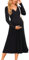 OUGES Jumper Dress for Women UK Black Long Winter Dresses Pleated Elegant Sweater Casual Knit Dress Fall-XXL
