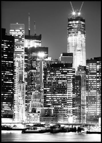 Dekomundo New York City schwarz weiß Poster zum Einrahmen, 40x50 cm zum Einrahmen moderne Wanddekoration für Wohnzimmer, Schlafzimmer und Büro