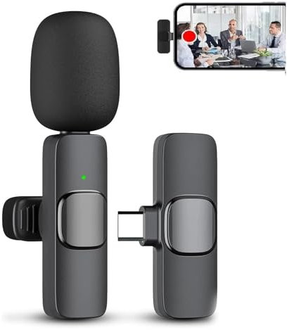 Professional Wireless Lavalier Microphone【Type-C】 Plug-and-Play for Android Phones Tablets Laptops Ideal for interviews, vlogging, and live streaming on YouTube, FB, and TikTok (Single Mic (USB C))