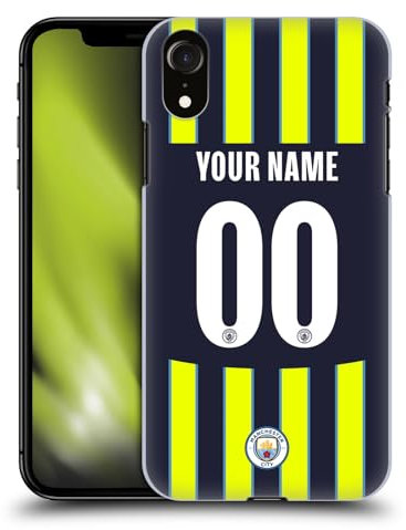 Head Case Designs Officially Licensed Custom Customised Personalised Manchester City Man City FC Away 2024/25 Badge Kit Hard Back Case Compatible With Apple iPhone XR