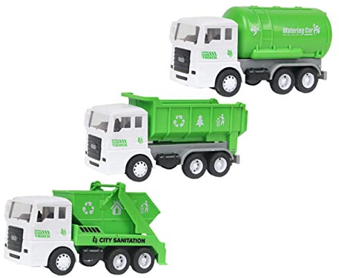Alasum Gießauto Aus Kunststoff Für Kinder 3 Stück Recycling Auto Spielzeug Müllwagen Wasserspritzfahrzeug LKW Fördert Hand Auge Koordination Für Spiel Und Lernen