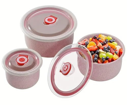 SNZ Boite Conservation Alimentaire 3 Pièces Sans BPA, Boite Hermetique Alimentaire, Lave-Vaisselle et Micro-Ondes, Meal Prep Boite Alimentaire pour La Préparation Des Repas et La Congélation, Rose