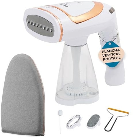 Plancha de Vapor Vertical Portátil para Ropa y Viaje - 1600W Calienta en 40s Compatible con Botellas de Agua - Planchado Rápido y Sin Tabla Vaporizador de Ropa Compacto - Accesorios Incluidos