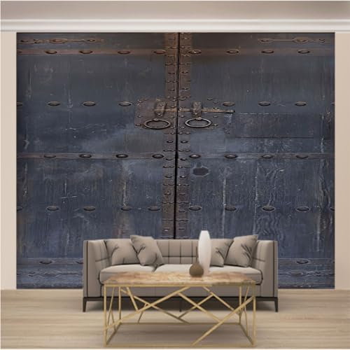 WYXWZ Papier Peint Panoramique Trompe l'oeil 3d Photo Mural Intissé Wallpaper Motifs de Fond d'écran pour Salon, Chambre, TV Fond, Bureaux L 200 x 140cm (Largeur x Hauteur) Porte de Fer