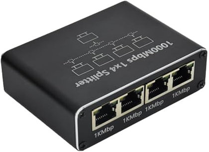 Divisore Cavo Internet - Splitter Cavo Ethernet Ad Alta Velocità, Divisore Di Rete Da 1 Ingresso A 4 Uscite, Divisore Coassiale Gigabit | Divisore Ethernet Rj45 1000mbps per Connessioni TV