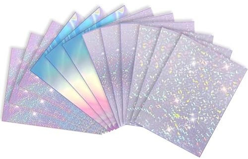 Tovbmup 12 Blatt Hologrammfolie,A4 Größe selbstklebendes Laminat wasserdichtes Vinyl Aufkleber Papier, Selbstklebende Folie für DIY Handwerk Dekoration Adventskalender