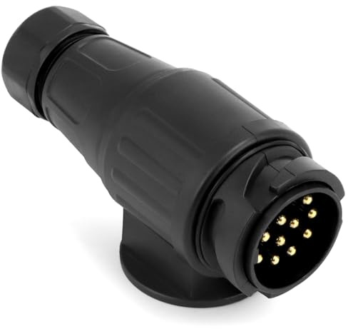 QWORK® Enchufe para Remolque de 13 Pines, Conector Impermeable de 12 V, Enchufe Macho para Remolque de 13 Pines, para Camiones, Furgonetas, vehículos recreativos