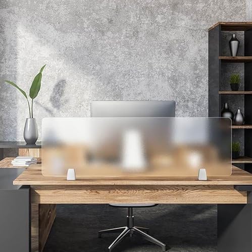 RVUEM Frosted,60 * 30cm, Frosted Acrylic Desk Dividers, Removable Clamp-on Desktop Privacy Partition Panel, Privacy Screen Panel, Free Standing Portable Table Screen, for Workstation Library School