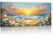 Grande Cadre Bois Impression Sur Toile Paysage Marin Bleu Image Sur Toile Peintures Fleurs Sauvages Mer Vague Coucher Soleil Sur Toile Mural Tableau Decor Murale Salon Chambre prêt accrocher 50x120cm