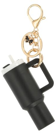 PATIKIL Mini Tumbler Keychain, 1Pcs Mini Cup Keychain Lip Balm Holder Cute Charm Key Chain for Backpack Charm Women Purse Handbags, Black Butterfly