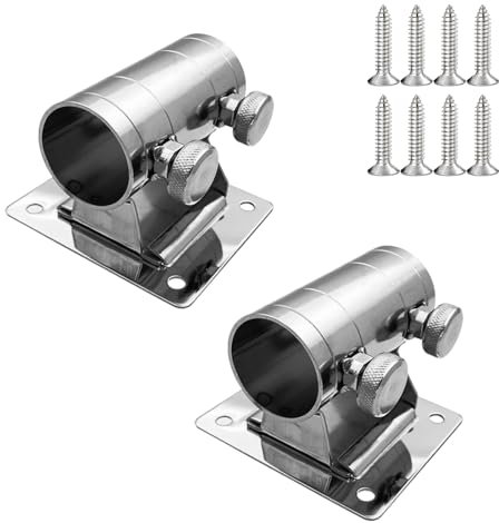 2 Stück Schirmhalterung für Angelkoffer, Schirmständer Sonnenschirm Halterung mit Schrauben, Angeln Schirmhalter Angelwerkzeug Balkon, 22-28mm verstellbare