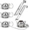 REFORUNG 6 Stücks Teesieb Für Losen Tee Teesieb Teeei aus 304 Edelstahl Teefilter Tasse 4 Teeei Für Losen Tee mit Ketten und Teeauflage 2 Feinmaschig Teestab Tee-Sieb, Ideal Geschenk für Teeliebhaber