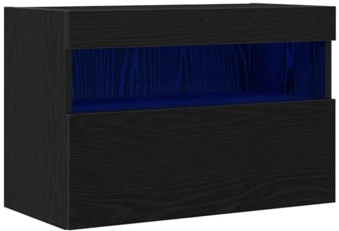 vidaXL TV-Wandschrank 60 x 30 x 40 cm Schwarz Eichen-Optik | Zeitgemäßer Look verbessert jeden Wohnraum, Eingebaute LED-Leuchten schaffen Atmosphäre,