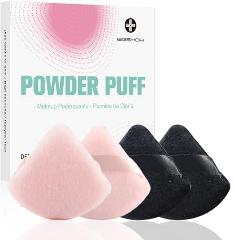 EIGSHOW esponja maquillaje Triángulo Polvos Puffs esponjas maquillaje cara Adecuado para esponja polvos translucidos base maquillaje Paquete de 4 Negro y beige (M112)
