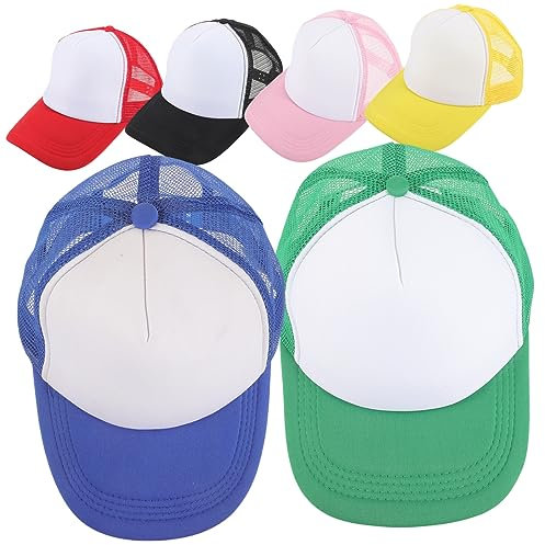 Ipetboom 6stücke Baseballkappe Herren Sublimationskappe Blanko Baseballkappe Polyester Mesh Cap Für Outdoor-aktivitäten Wie Angeln Camping Wandern Familienausflug