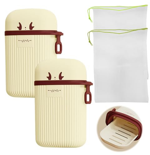 Travel Soap Case, 2 Pack Soap Dish OR 1 Soap-Box & 1 Travel Toothbrush Holder Kit, Also with 2 Pieces Pouch Bags for Soaps Foaming and Drying, with Lid for Gym, Camp, School, Bathroom (2 Soap Dishes)