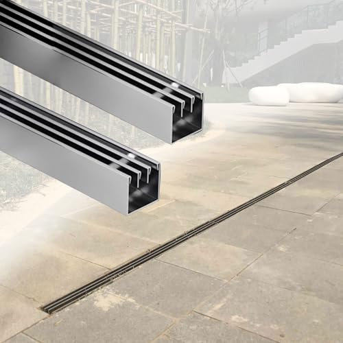 HDZNDH Regenrinne Entwässerungsrinne Schmal Edelstahl Hofablauf Kastenrinne Dachrinne Terrassenrinne,für Garten, Hof & Terrasse