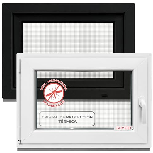 Ventana de plástico antracita 90 x 40 cm (an. x al.), doble acristalamiento, todas las medidas, perfil 60 mm, DIN izquierda, sótano, garaje, caseta de jardín, oscilobatiente