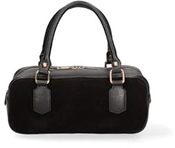 Gave Lux Damen-Handtasche aus echtem Leder, hergestellt in Italien, 27 x 12 x 10 cm, Schwarz , Einheitsgröße