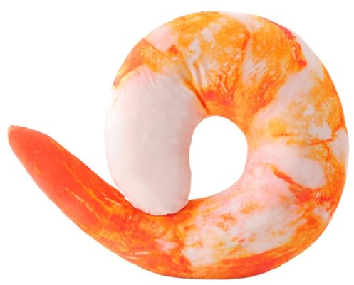 Garnelen-Kissen, 40, 6 x 30, 5 cm, geschältes Garnelen-Nackenkissen, U-förmiges, mit Plüsch-Baumwolle gefülltes, realistisches und lustiges Nackenkissen zum Schlafen, Reisen, Büro, Essenskissen